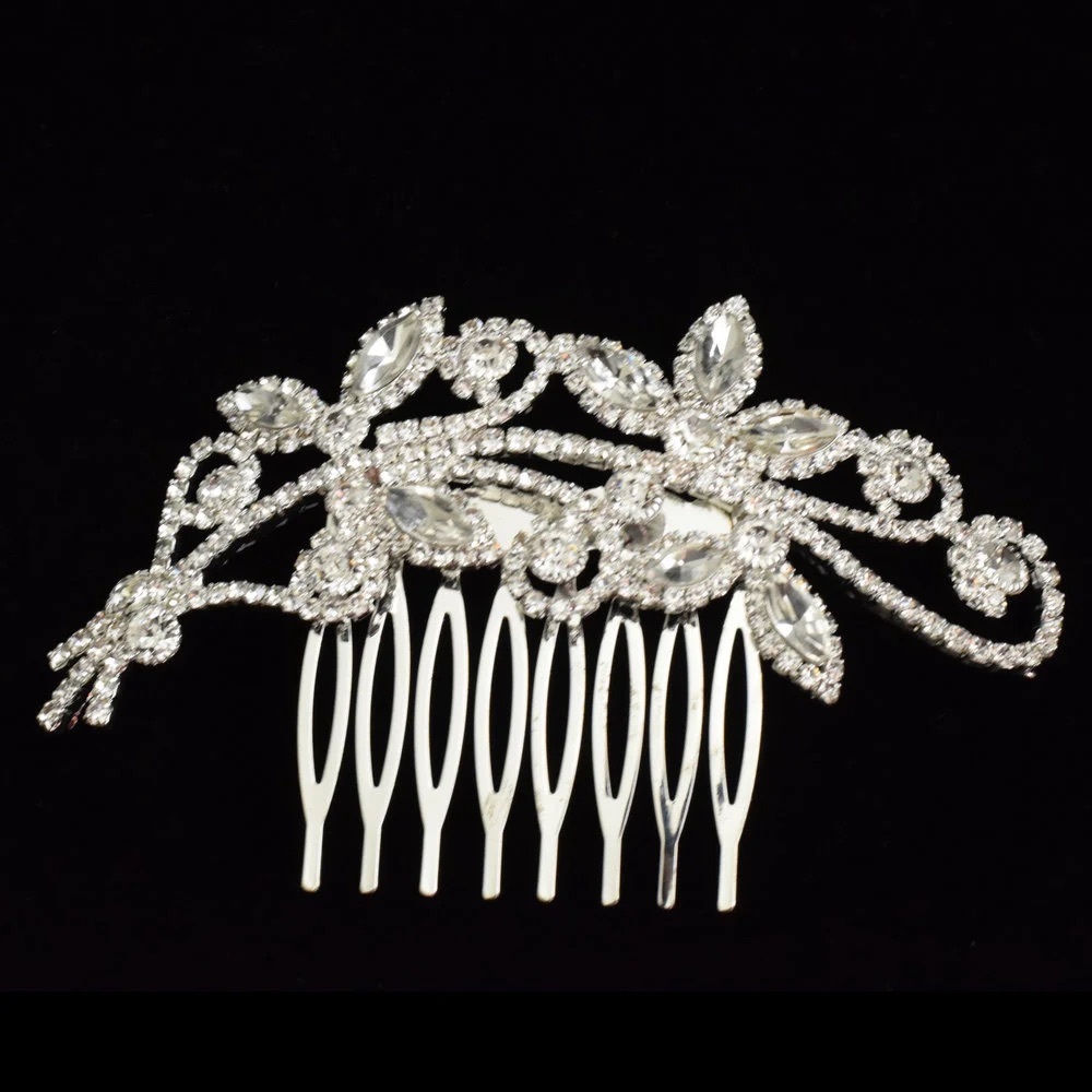 Bridal Rhinestone Comb  silver